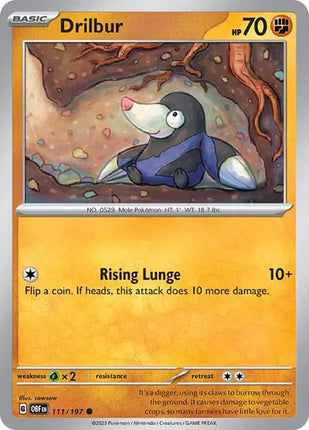 Drilbur Common • 111/197 Obsidian Flames Reverse Holofoil