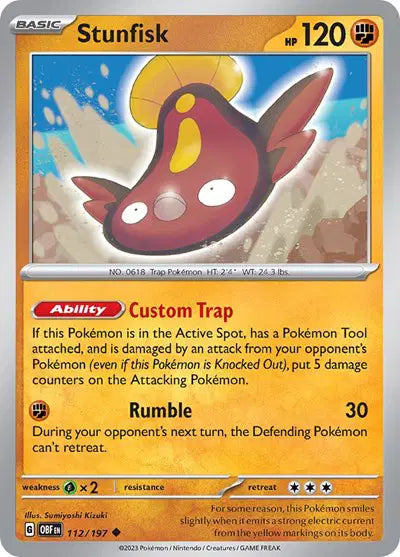 Stunfisk Uncommon • 112/197 Obsidian Flames Reverse Holofoil