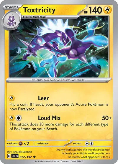 Toxtricity Rare • 072/197 Obsidian Flames Holofoil