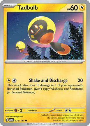 Tadbulb Common • 076/197 Obsidian Flames Reverse Holofoil