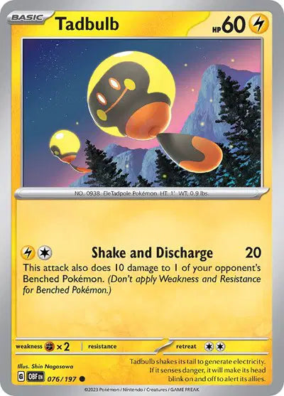 Tadbulb Common • 076/197 Obsidian Flames Reverse Holofoil