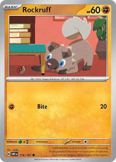 Rockruff Common • 116/197 Obsidian Flames