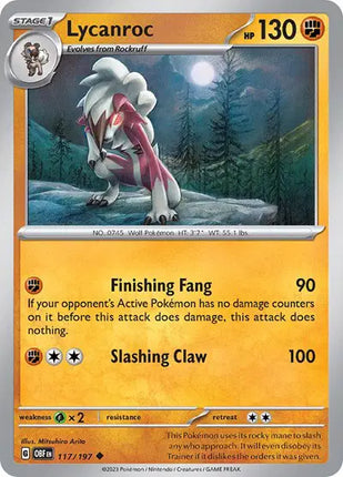 Lycanroc Pokemon • Uncommon • 117/197 Obsidian Flames