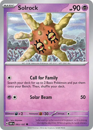 Solrock Uncommon • 093/197 Obsidian Flames Reverse Holofoil