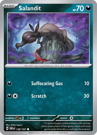 Salandit Common • 139/197 Obsidian Flames Reverse Holofoil