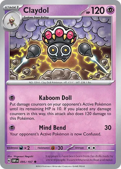 Claydol Rare • 095/197 Obsidian Flames Holofoil