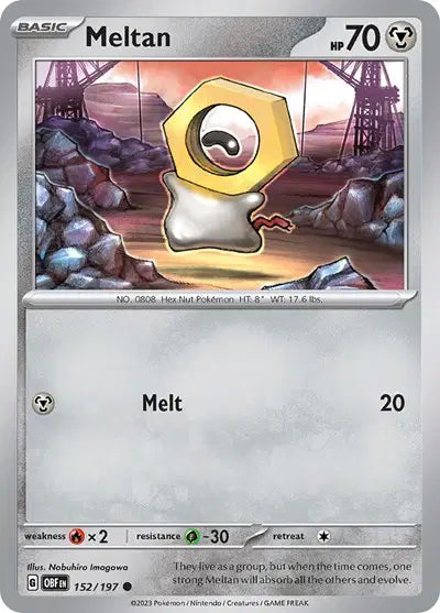 Meltan Common • 152/197 Obsidian Flames Reverse Holofoil