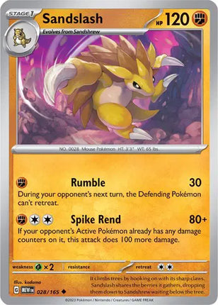 Sandslash Uncommon • 028/165 SV: 151 Reverse Holofoil