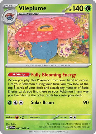 Vileplume SV: 151 Rare 045/165 Reverse Holofoil