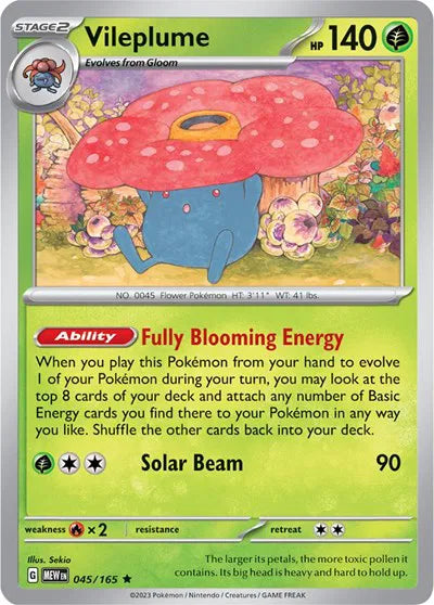 Vileplume SV: 151 Rare 045/165 Reverse Holofoil