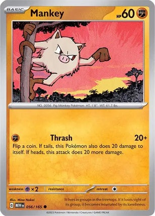 Mankey Common • 056/165 SV: 151 Reverse Holofoil