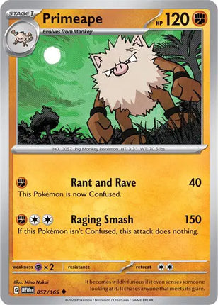 Primeape Uncommon • 057/165 SV: 151 Reverse Holofoil