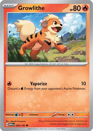 Growlithe Pokemon • Common • 058/165 SV: 151