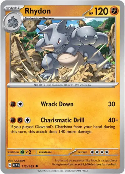 Rhydon Uncommon • 112/165 SV: 151 Reverse Holofoil