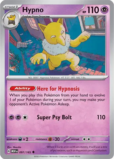Hypno Uncommon • 097/165 SV: 151  Reverse Holofoil