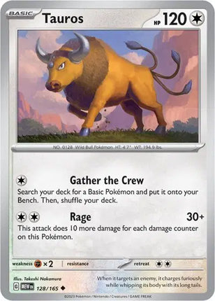 Tauros Uncommon • 128/165 SV: 151 Reverse Holofoil