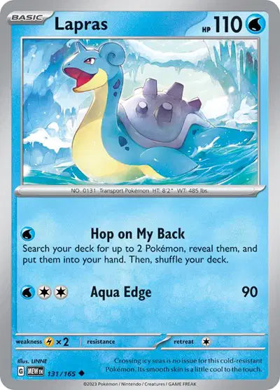 Lapras Uncommon • 131/165 SV: 151  Reverse Holofoil