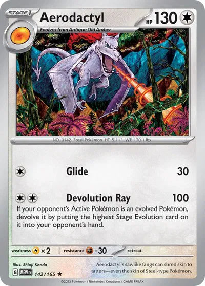Aerodactyl SV: 151 Rare 142/165 Pokeball Pattern