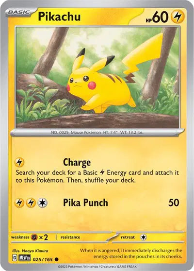 Pikachu Common • 025/165 SV: 151 Reverse Holofoil