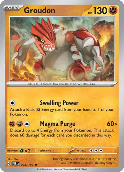 Groudon Paradox Rift Rare 093/182 Holofoil