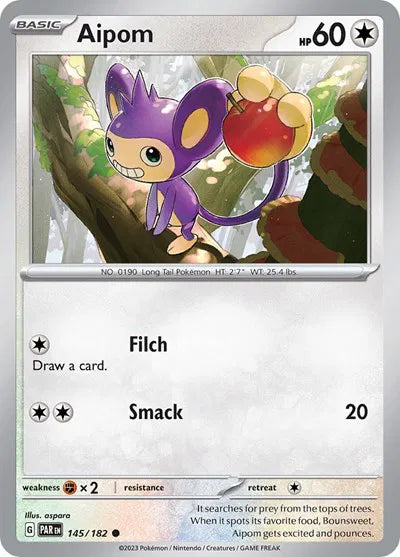 Aipom Paradox Rift Common 145/182 Reverse Holofoil