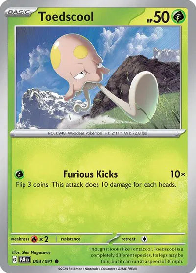 Toedscool Paldean Fates Common 004/091 Reverse Holofoil