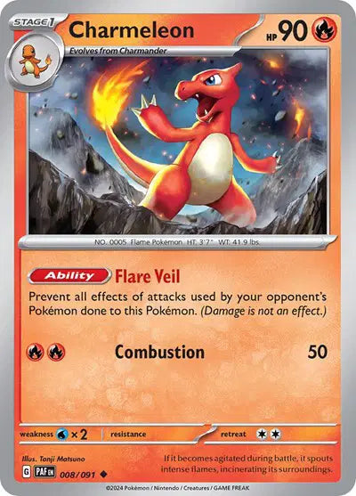 Charmeleon Uncommon • 008/091 Paldean Fates