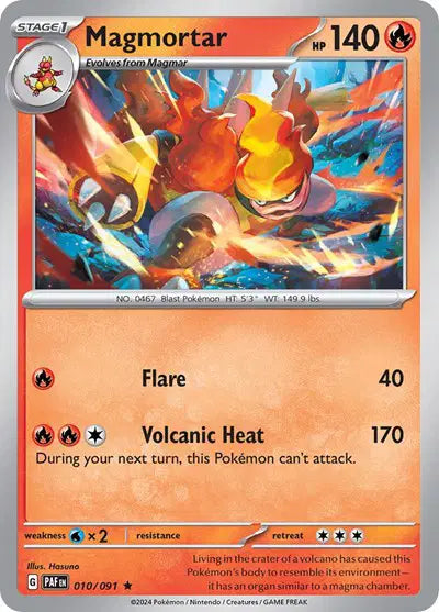 Magmortar Rare • 010/091 Paldean Fates Holofoil