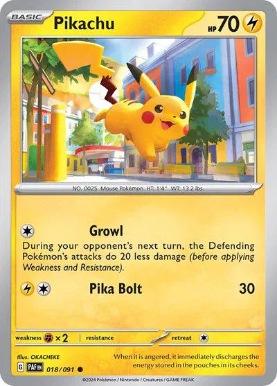 Pikachu Paldean Fates Common 018/091