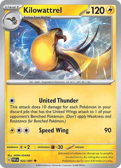 Kilowattrel Paldean Fates Uncommon 022/091 Reverse Holofoil