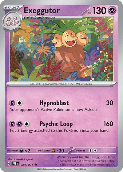 Exeggutor Paldean Fates Rare 024/091 Reverse Holofoil