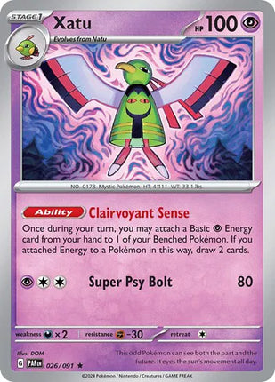 Xatu Paldean Fates Rare 026/091 Holofoil