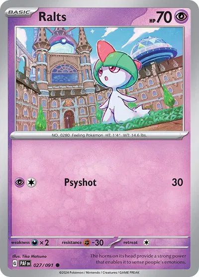Ralts Paldean Fates Common 027/091 Reverse Holofoil