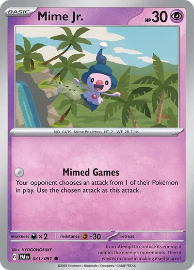 Mime Jr. Paldean Fates Common 031/091 Reverse Holofoil