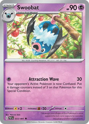 Swoobat Uncommon • 033/091 Paldean Fates Reverse Holofoil