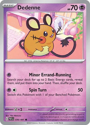 Dedenne Paldean Fates Common 036/091 Reverse Holofoil