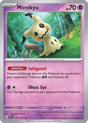 Mimikyu Paldean Fates Rare 037/091 Reverse Holofoil