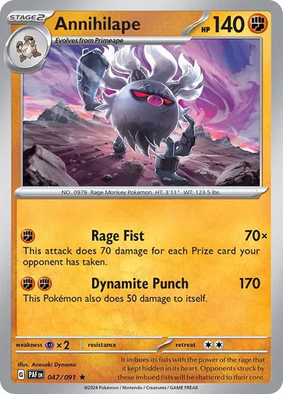 Annihilape Paldean Fates Rare 047/091 Holofoil