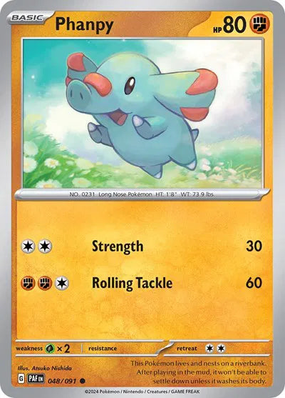 Phanpy Paldean Fates Common 048/091 Reverse Holofoil