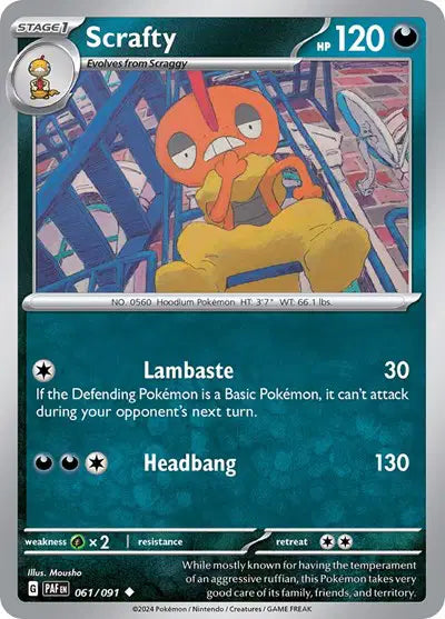 Scrafty Uncommon • 061/091 Paldean Fates