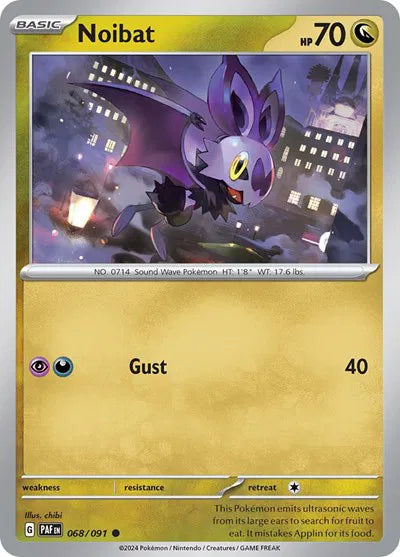 Noibat Paldean Fates Common 068/091 Reverse Holofoil