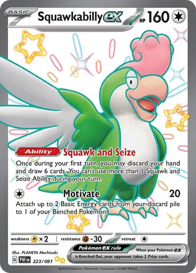 Squawkabilly ex Shiny Ultra Rare • 223/091 Paldean Fates