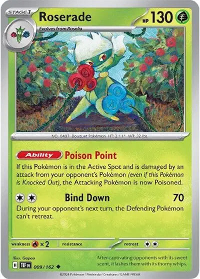 Roserade Uncommon • 009/162 Temporal Forces Reverse Holofoil