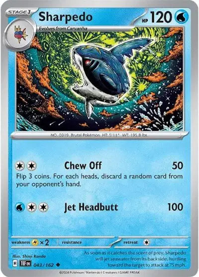 Sharpedo Uncommon • 043/162 Temporal Forces Reverse Holofoil