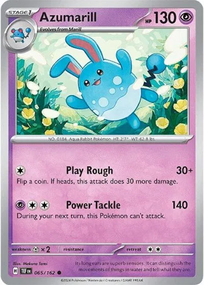 Azumarill Temporal Forces Common 065/162 Reverse Holofoil