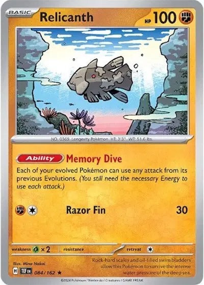 Relicanth Rare • 084/162 Temporal Forces Holofoil