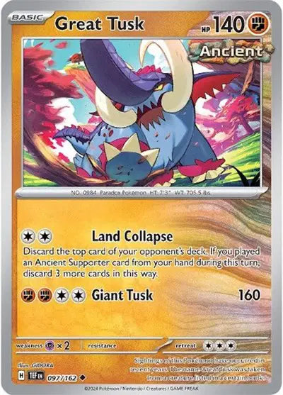 Great Tusk Uncommon • 097/162 Temporal Forces Reverse Holofoil