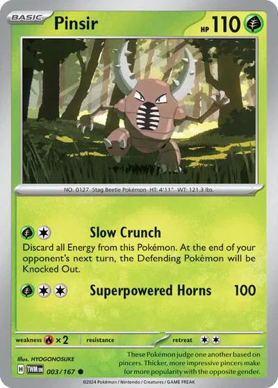 Pinsir Twilight Masquerade Common 003/167 Reverse Holofoil