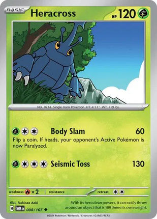 Heracross Twilight Masquerade Uncommon 008/167 Reverse Holofoil