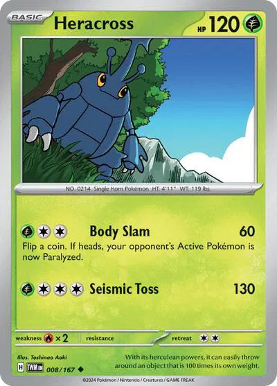 Heracross Twilight Masquerade Uncommon 008/167 Reverse Holofoil